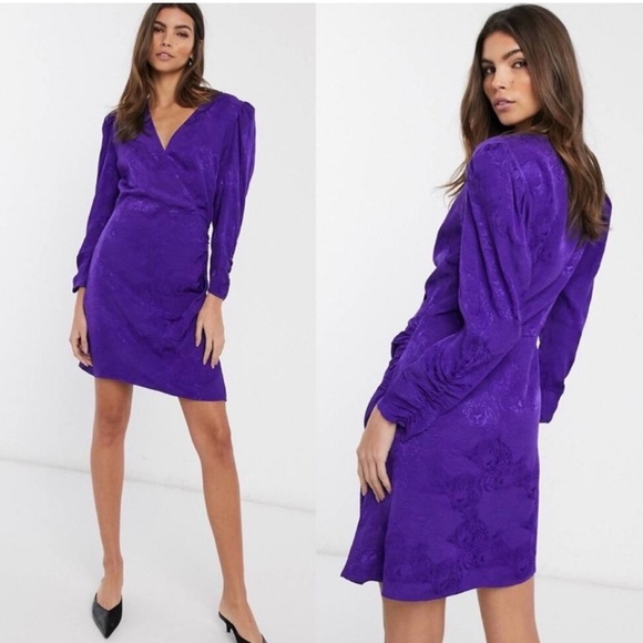 & OTHER STORIES Purple Jacquard Wrap Dress - Picture 1 of 10